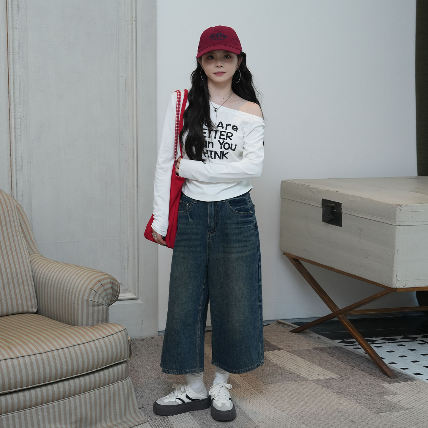 纪念日百货秋季复古七分牛仔中裤165195361 