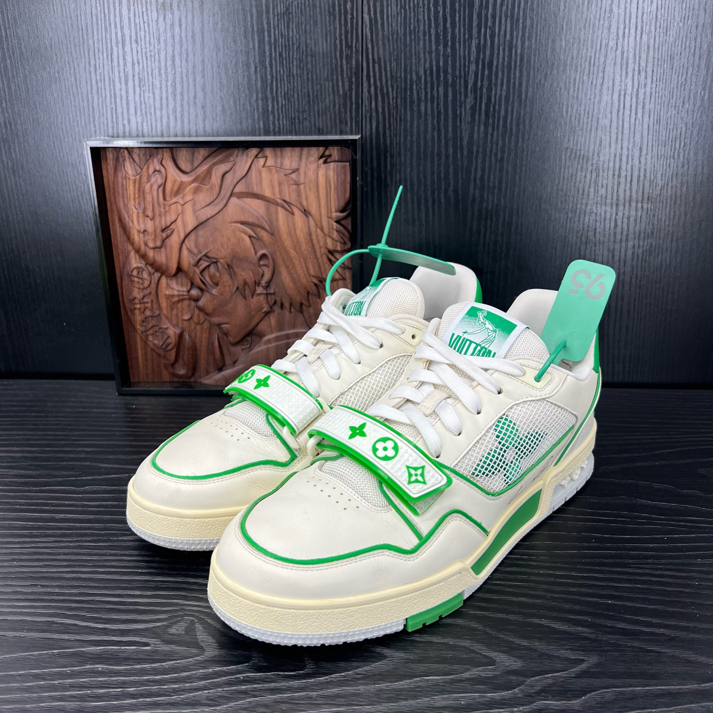 95新 LouisVuitton/路易威登 42.5码白绿魔术贴二手男鞋CH23763