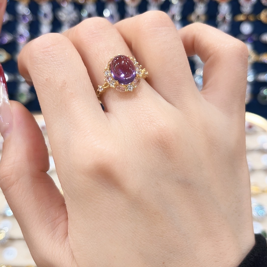 紫晶女款银S925镶嵌戒指