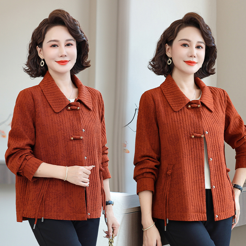 妈妈装春秋季外套短款女洋气质时尚长袖夹克上衣服中老年人女装