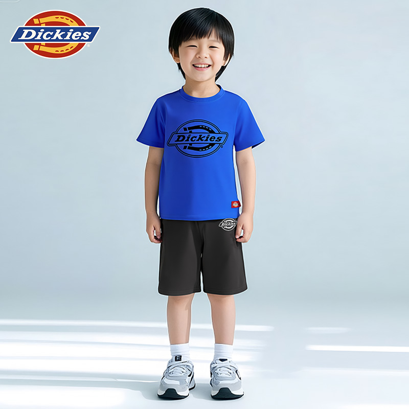 Dickies儿童宽松透气纯棉短袖+童裤小童夏款男童短裤 时尚两件套