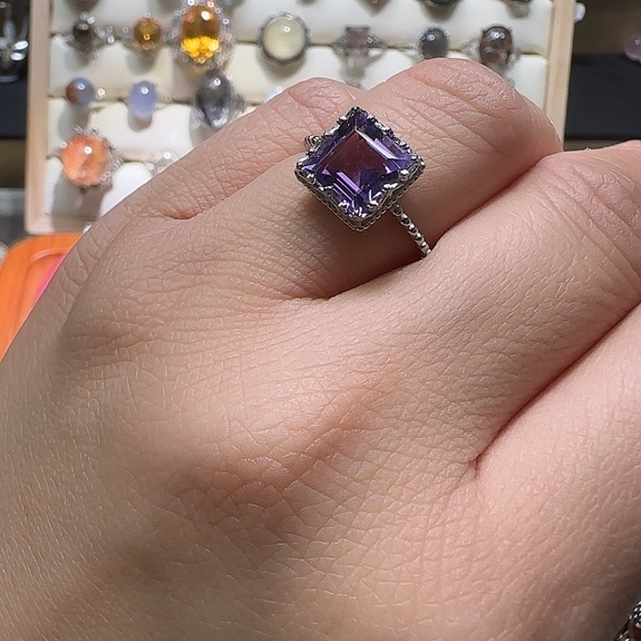 戒指银S925镶嵌水晶