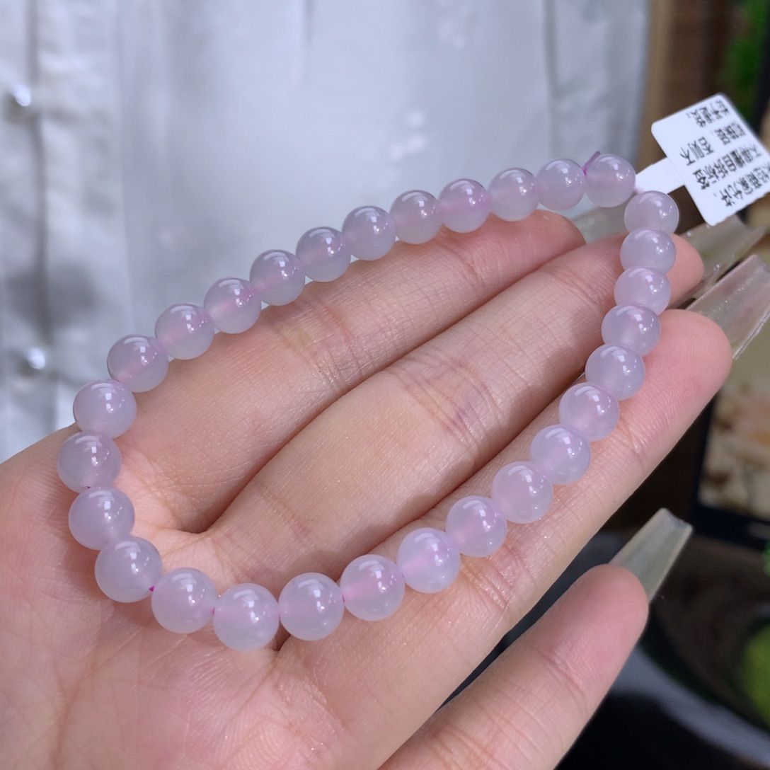 翡翠手链未镶嵌卡6.3冰胶淡粉底