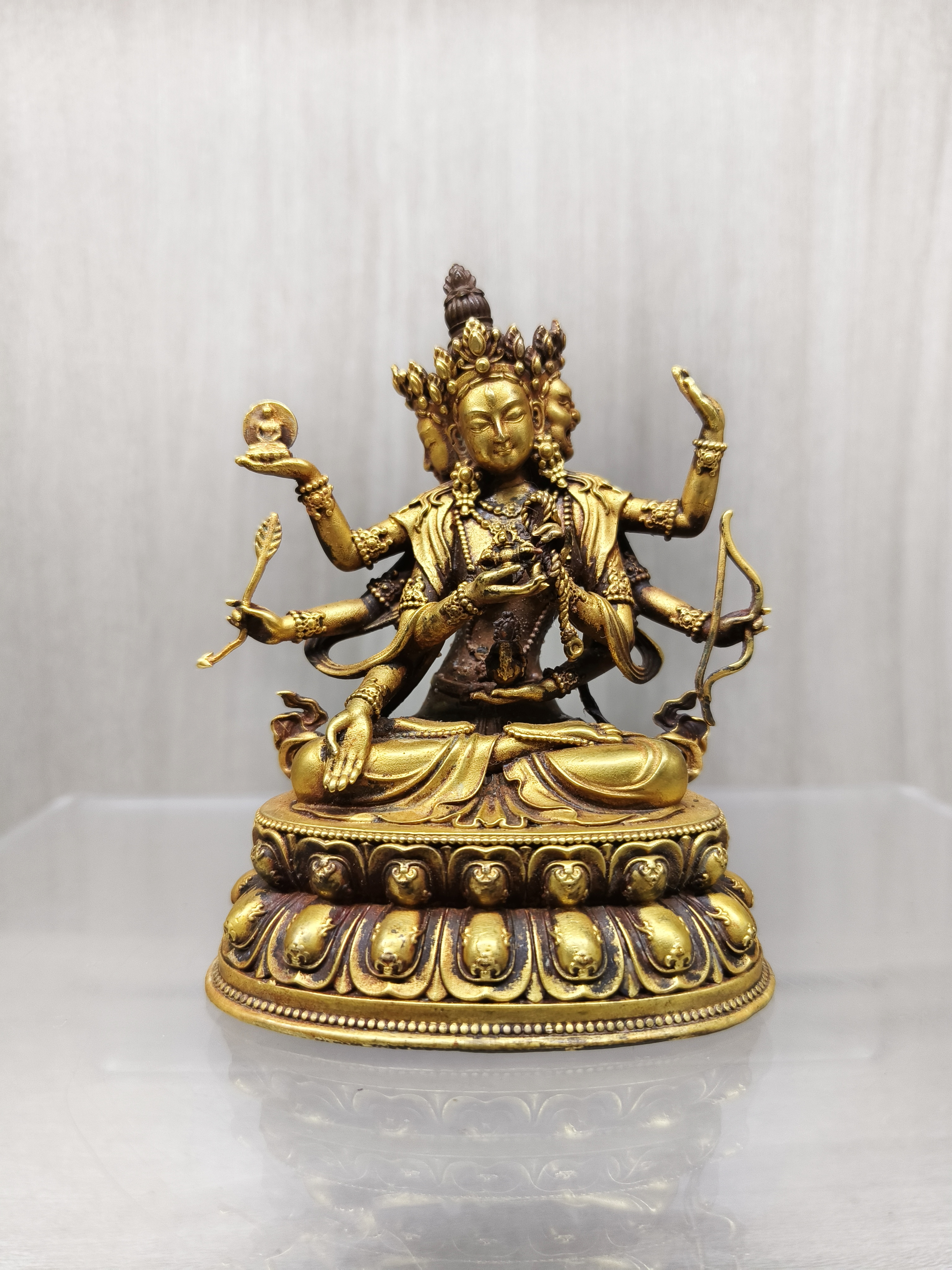 精铸紫铜鎏金尊胜佛母 高10cm