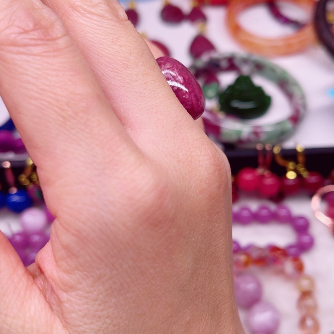 红宝石戒指银S925镶嵌