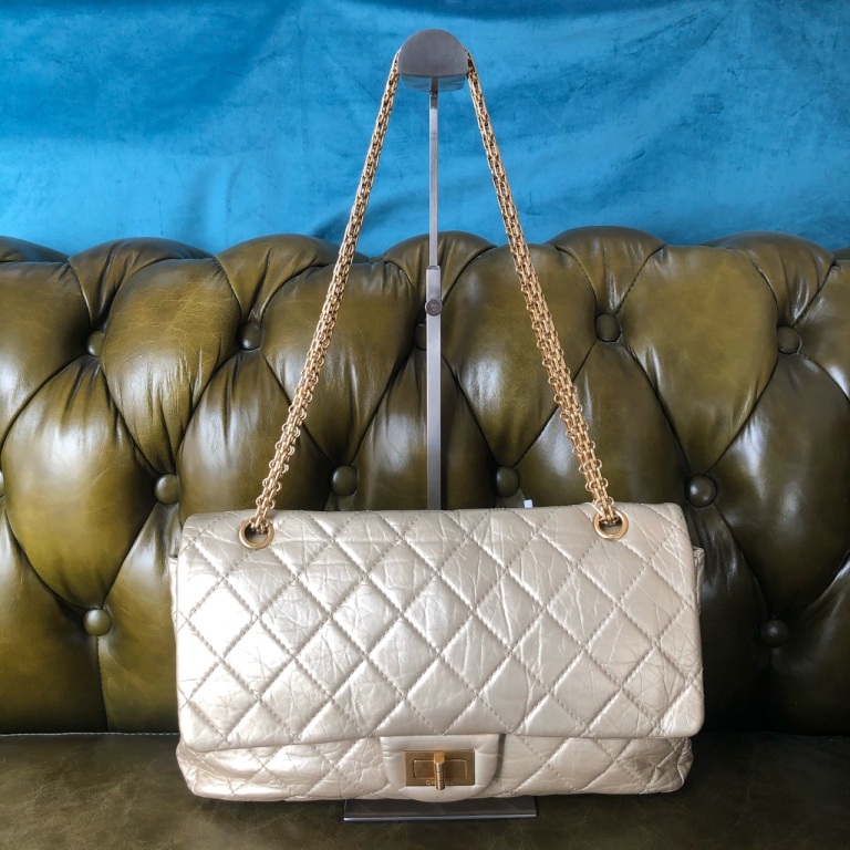95新 Chanel/香奈儿 安洁利 金色超大号2.55单肩包 WHZ502105H