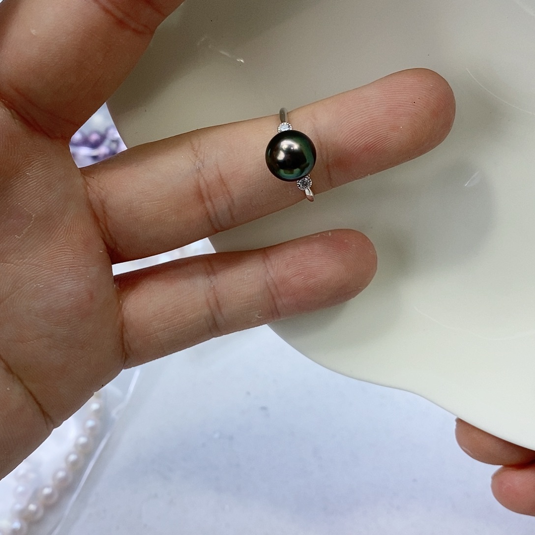 海水珍珠戒指18K金镶嵌