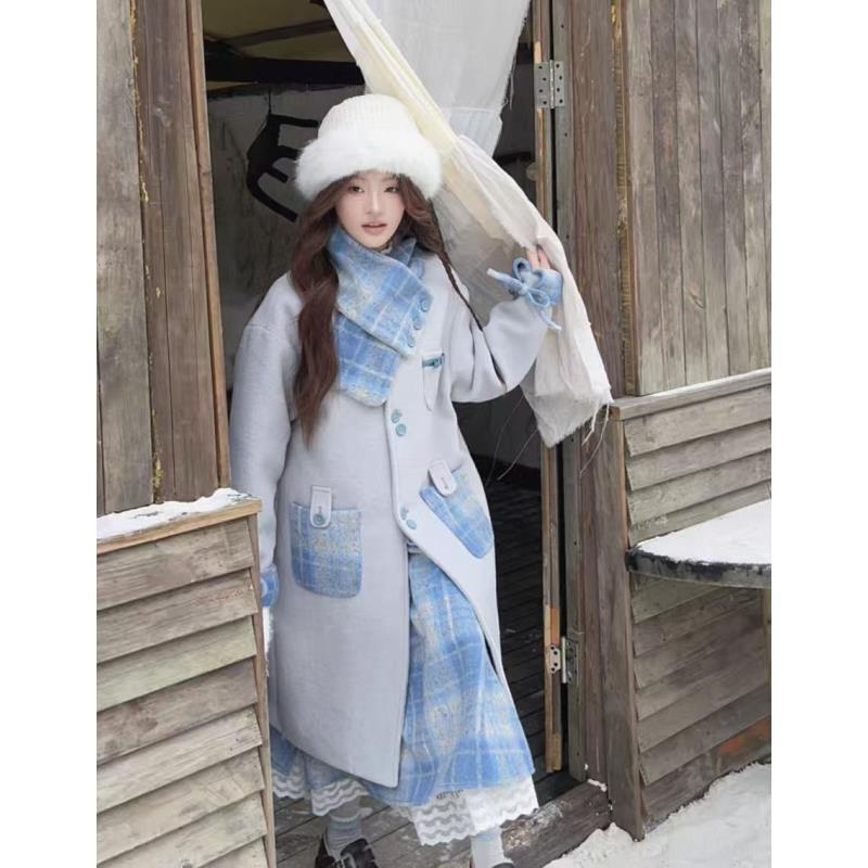 2025冬新款超好看可拆围领毛呢外套女呢子大衣