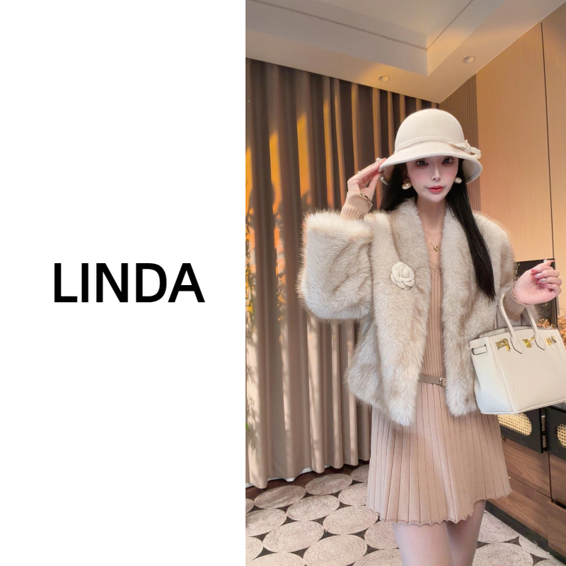 双色毛尖小金狐外套女保暖网红款毛毛大衣短款