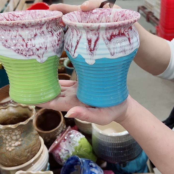 有孔.凑满10元发货多肉陶瓷花盆！