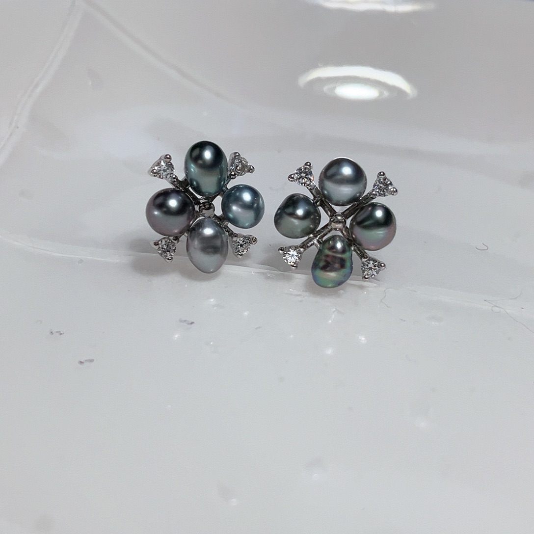 海水珍珠耳饰银S925镶嵌