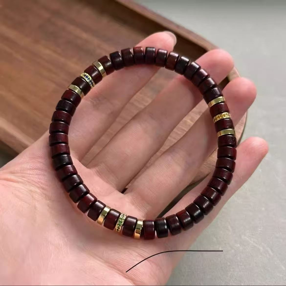 K857-小叶紫檀直切药片珠【无礼盒】