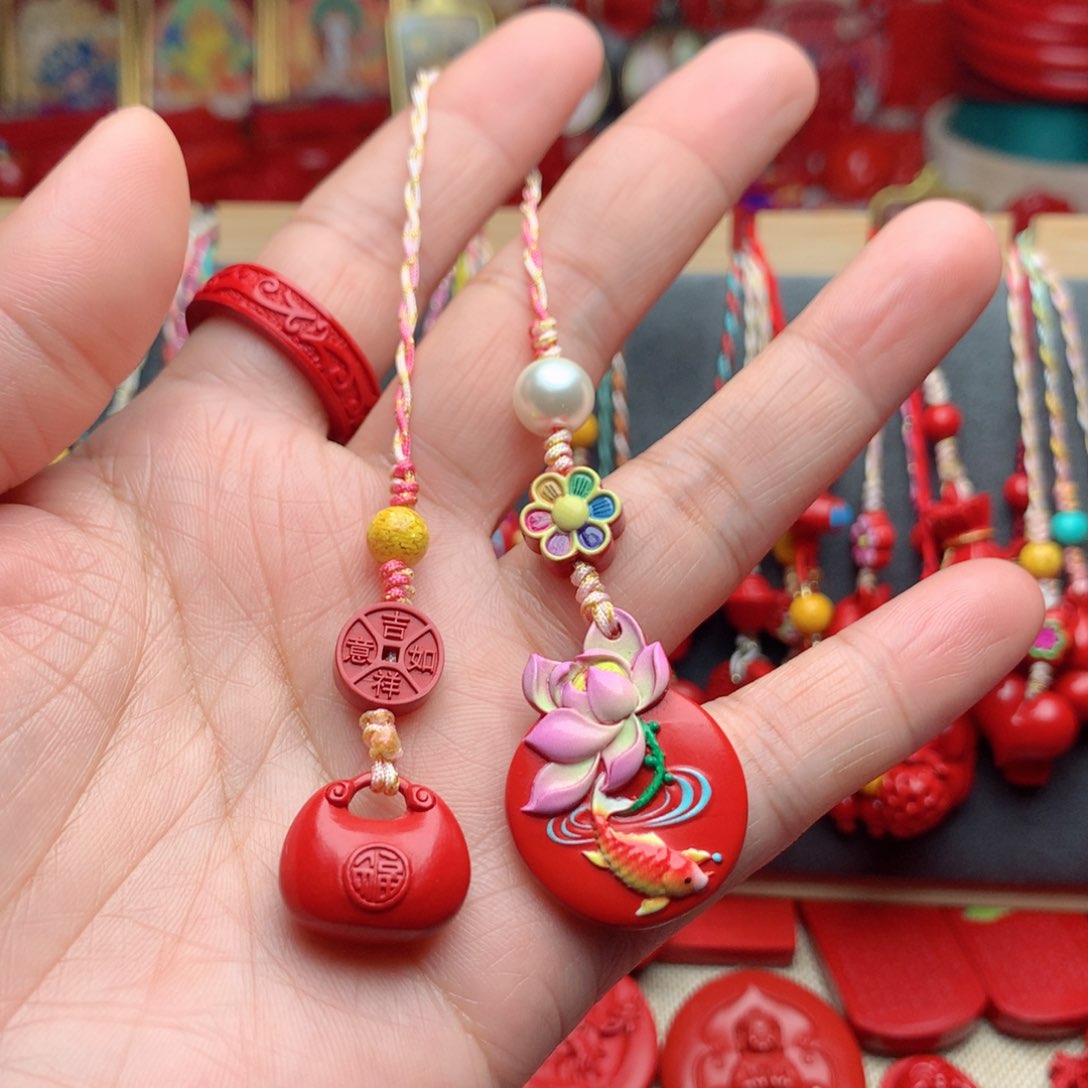 天然辰砂工艺品朱砂手机坠