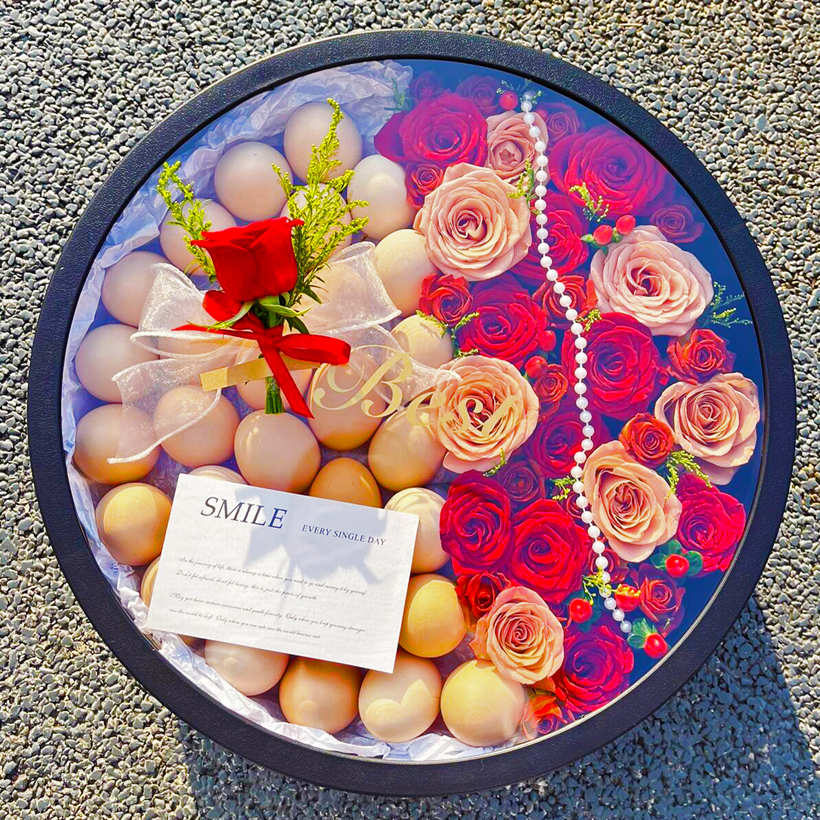 【家有喜事】坐月子鸡蛋玫瑰鲜花花束手提花篮早生贵子生日创意礼物