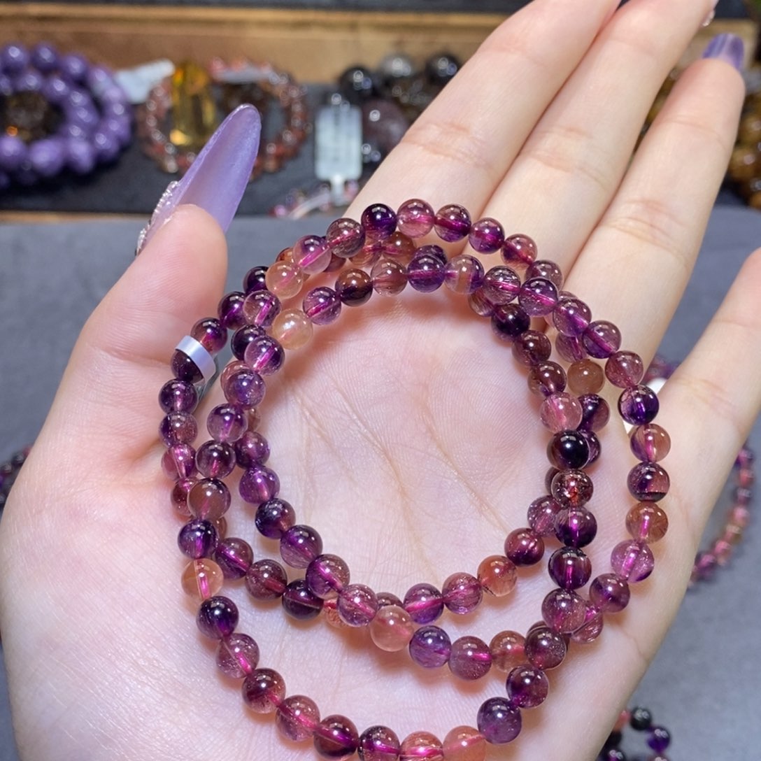 水晶手串未镶嵌双色稀有超