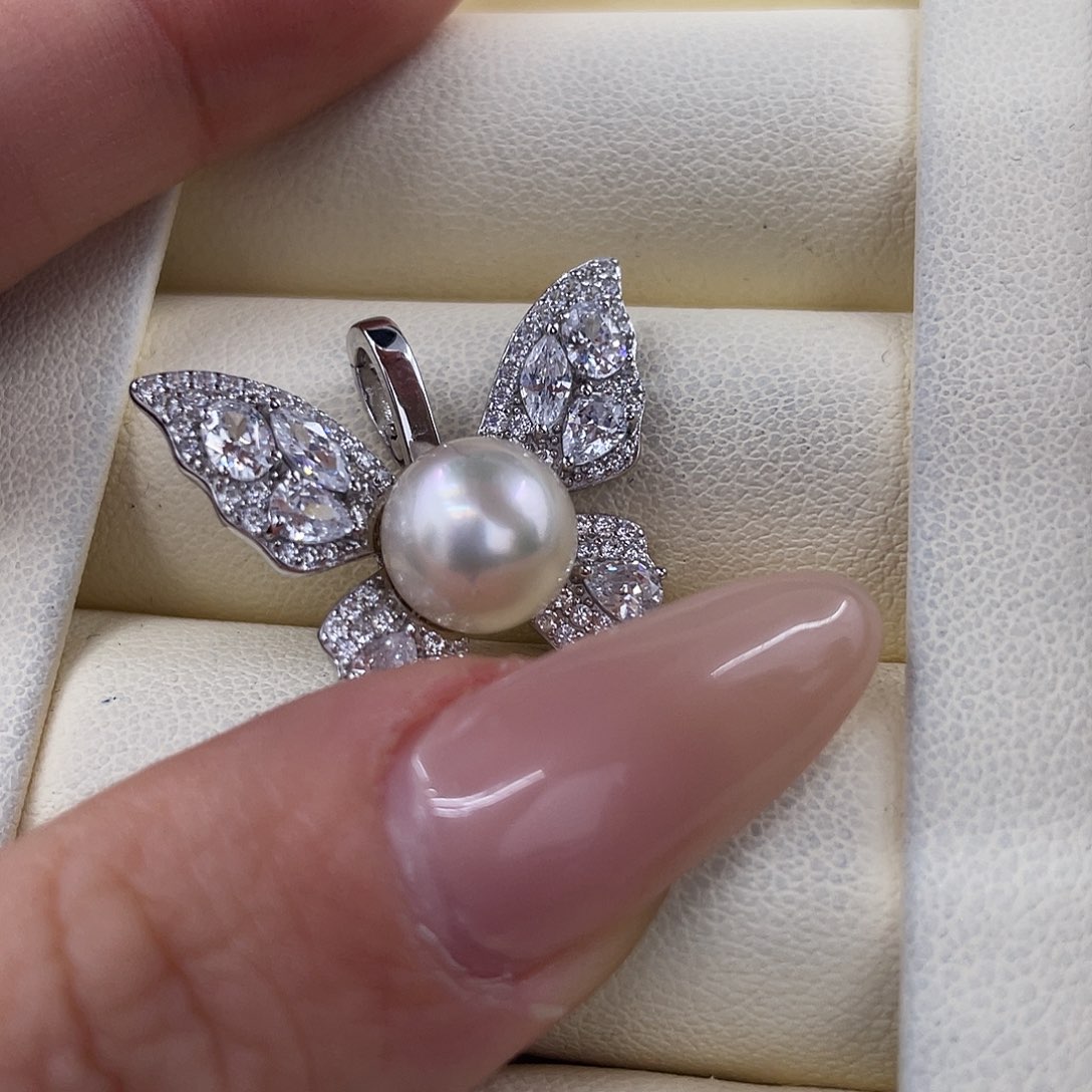 海水珍珠银S925镶嵌颈饰