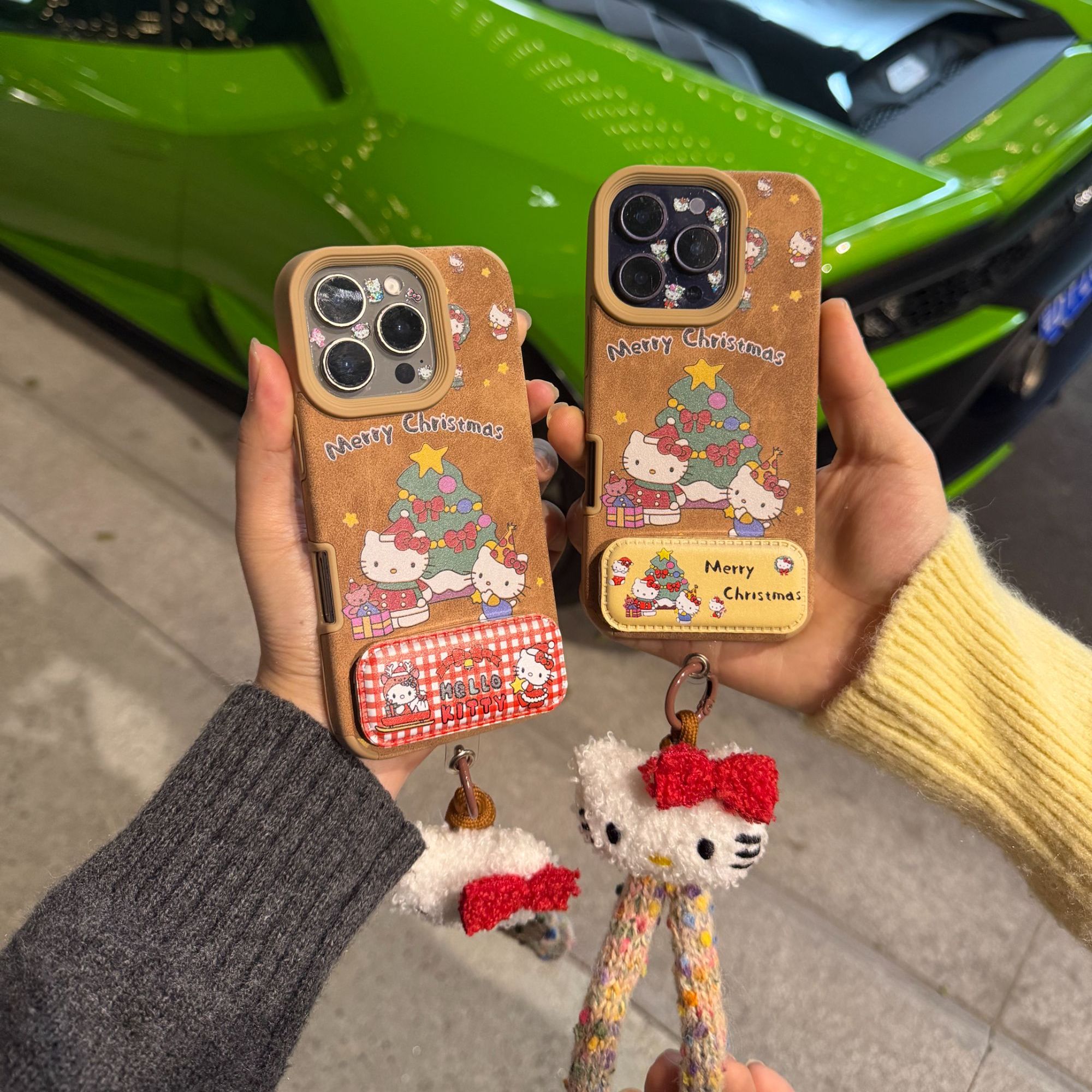 【耐脏不发黄】圣诞凯蒂猫镜子支架适用苹果17promax1615手机壳华为