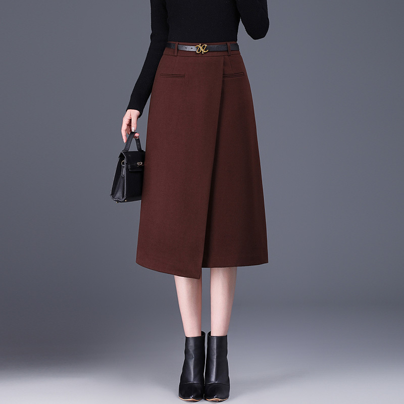 一片式短毛呢显瘦遮肚子高腰显瘦裙子2025秋冬半身裙a字裙遮肚子