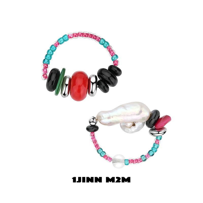 非金属合成锆石戒指 1JINN M2M 彩色巴洛克戒指