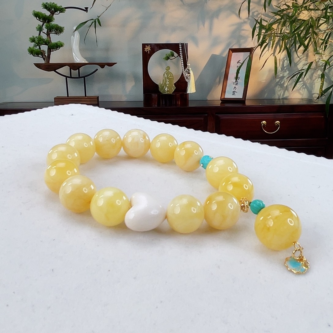 蜜蜡手链18K金镶嵌蜜蜡手链18k金14.2