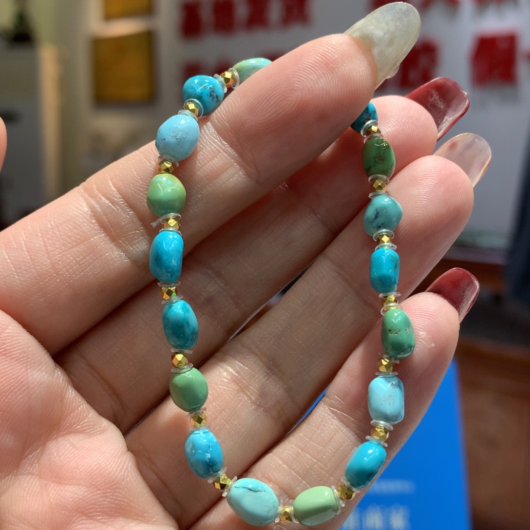 绿松石单圈银S925镶嵌