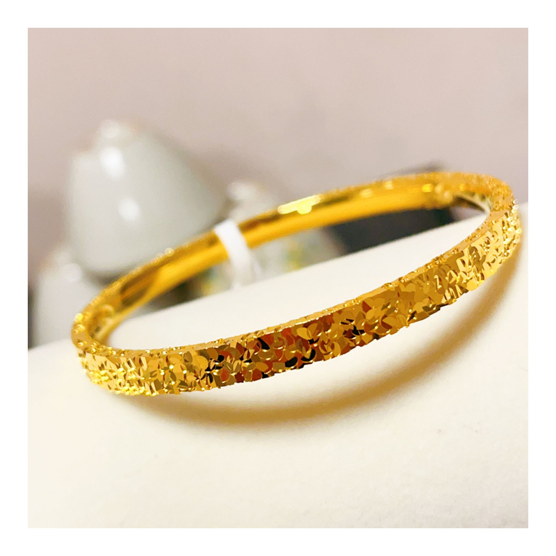 足银手镯 三面樱花碎冰冰镯子