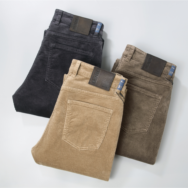 秋冬季厚款纯棉直筒宽松灯芯绒男士裤子轻奢高级感休闲条绒长裤男