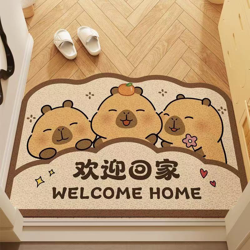 卡皮巴拉入户丝圈地垫耐脏门口进门家用地垫耐磨地毯可裁剪脚垫子