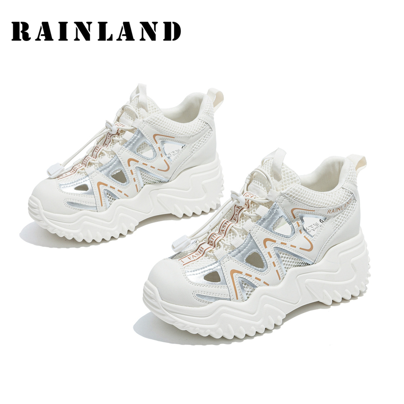 雨土2025新款凉鞋女夏外穿时尚高级感镂空厚底增高老爹鞋休闲运动