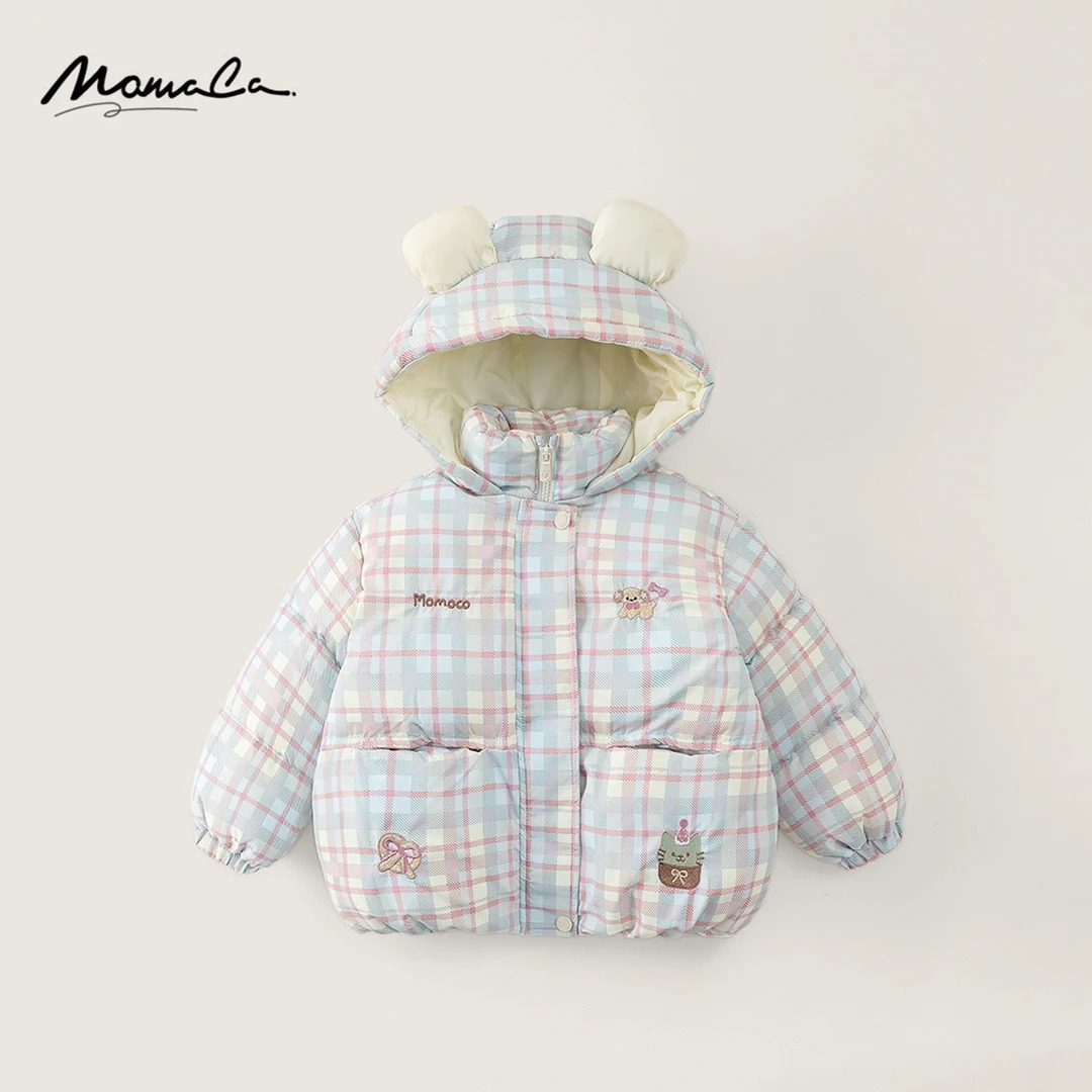 MOMOCO女童冬季新款氛围感条纹时尚洋气可爱棉服77830101023