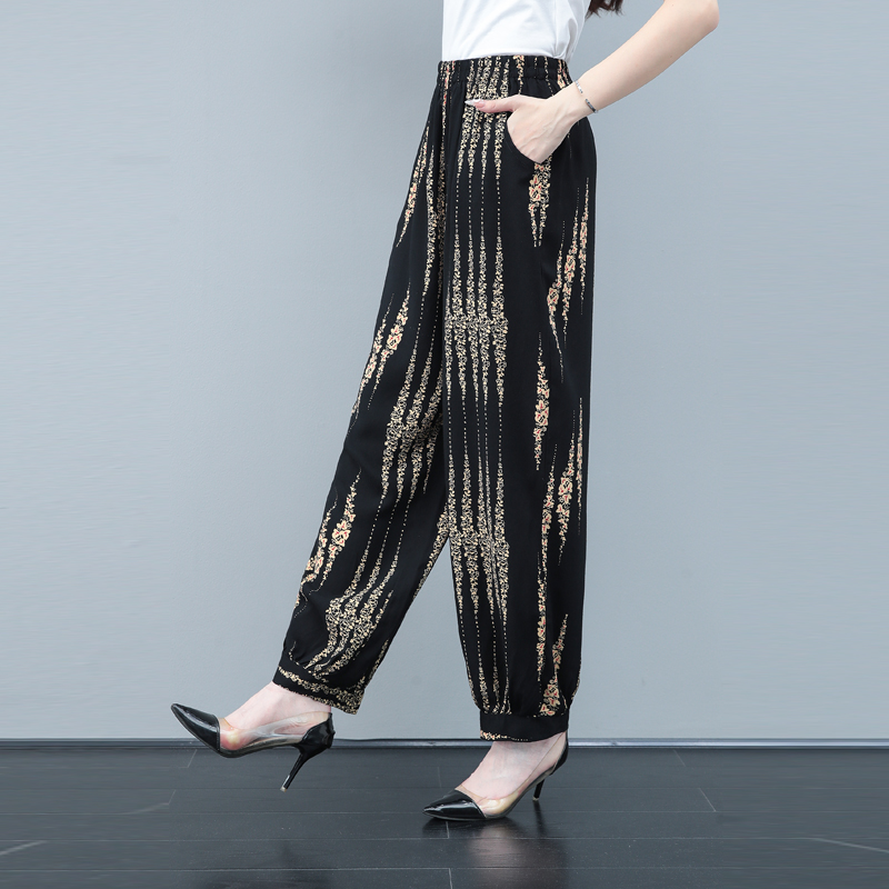 新款棉绸女薄款夏季高腰柔软透气舒适休闲裤大码旅游沙滩裤阔腿裤