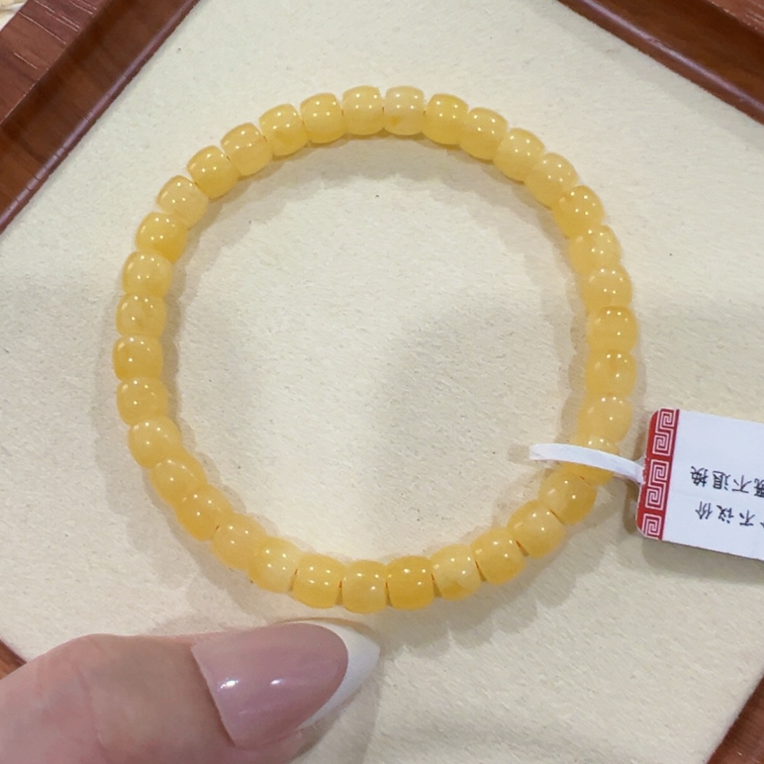 未镶嵌蜜蜡手链6m鸡油黄福利