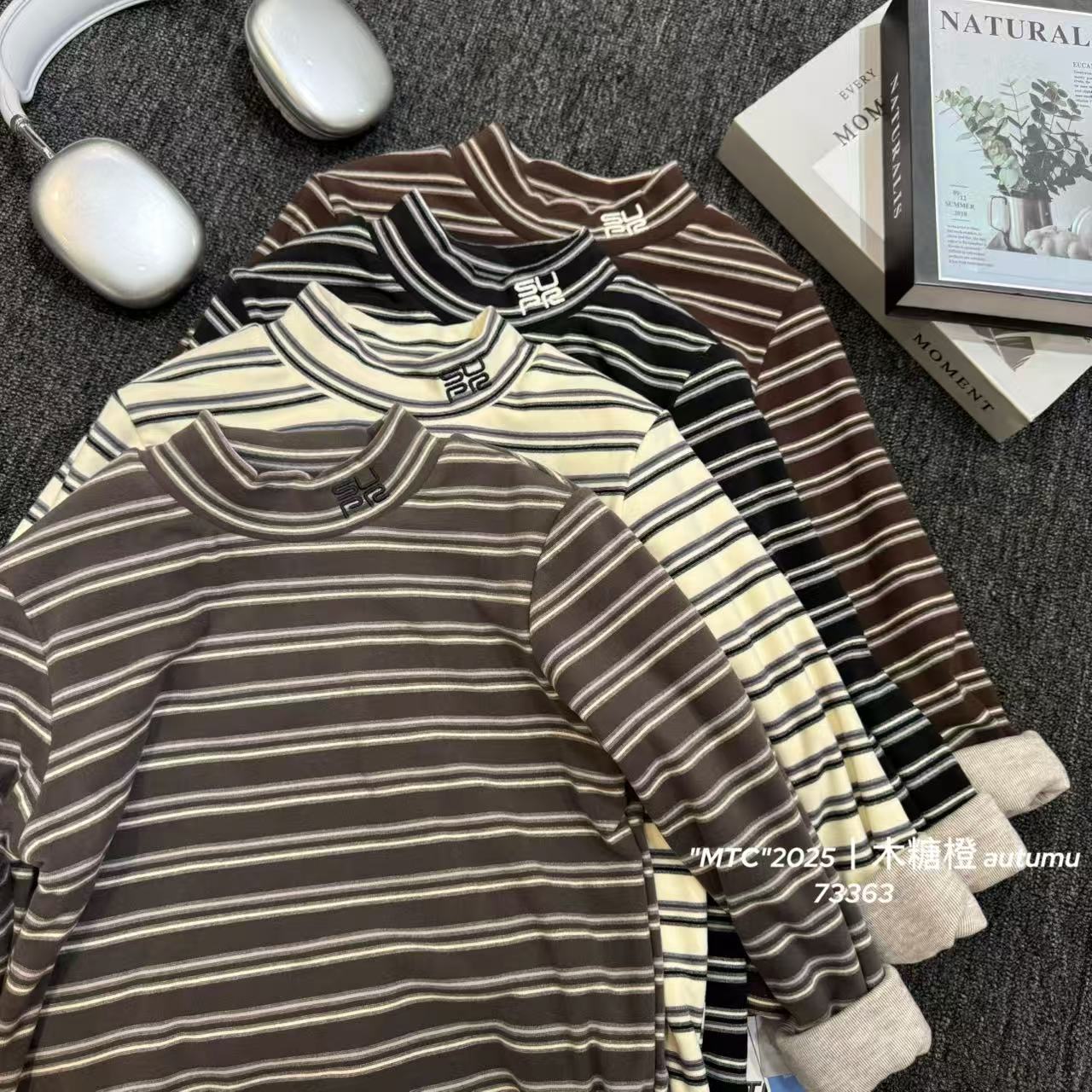 511151  韩版优选秋冬款时尚儿童休闲舒适百搭加厚条纹打底衫