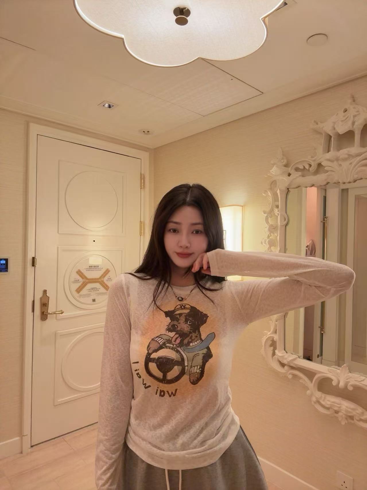 开小车狗狗长袖T  