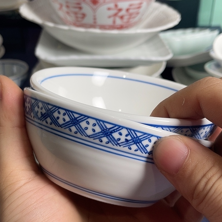 素青米饭碗陶瓷的