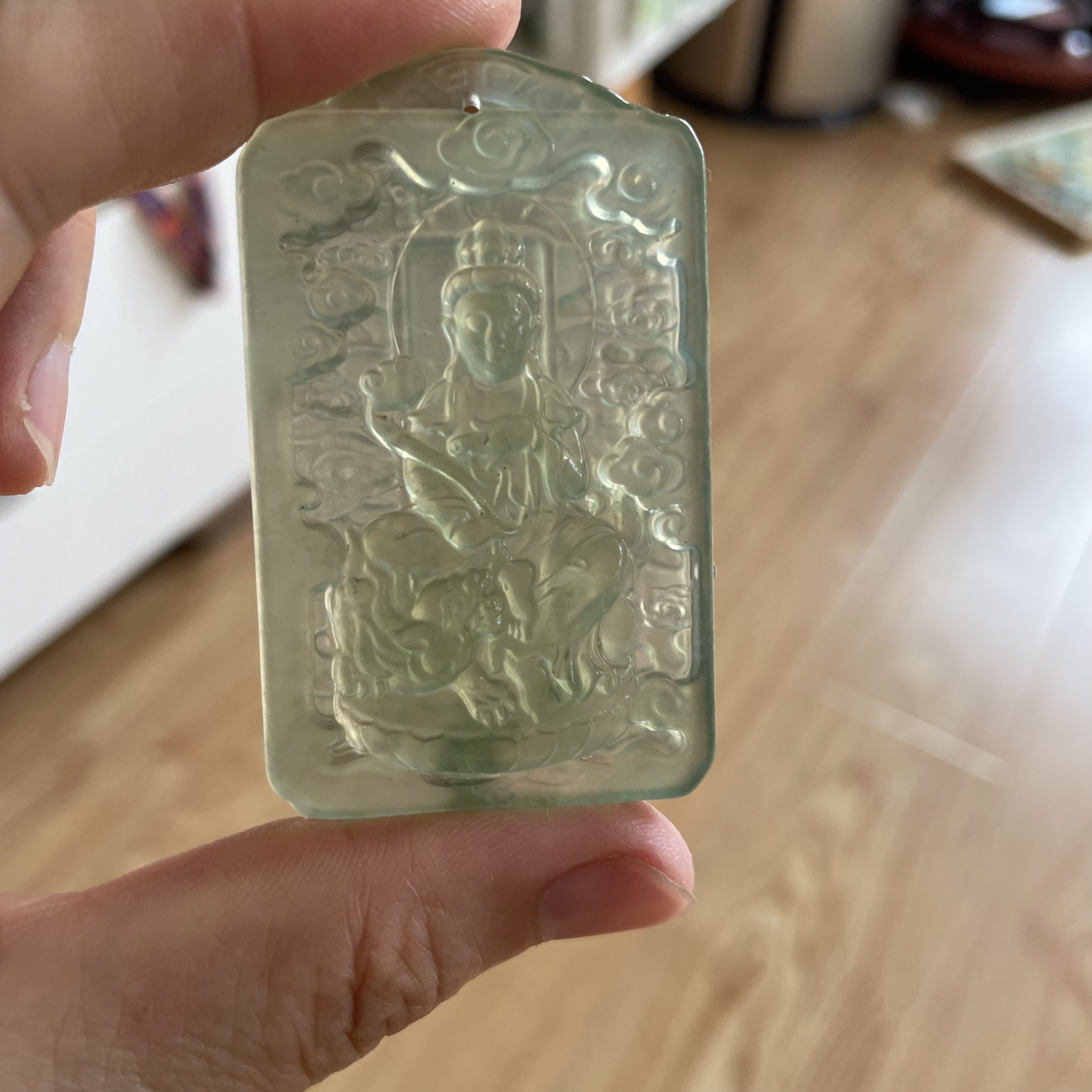 岫玉文殊菩萨吊坠