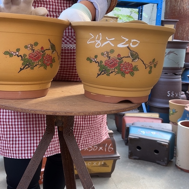黄色鸟语花香大一对花盆花盆花盆