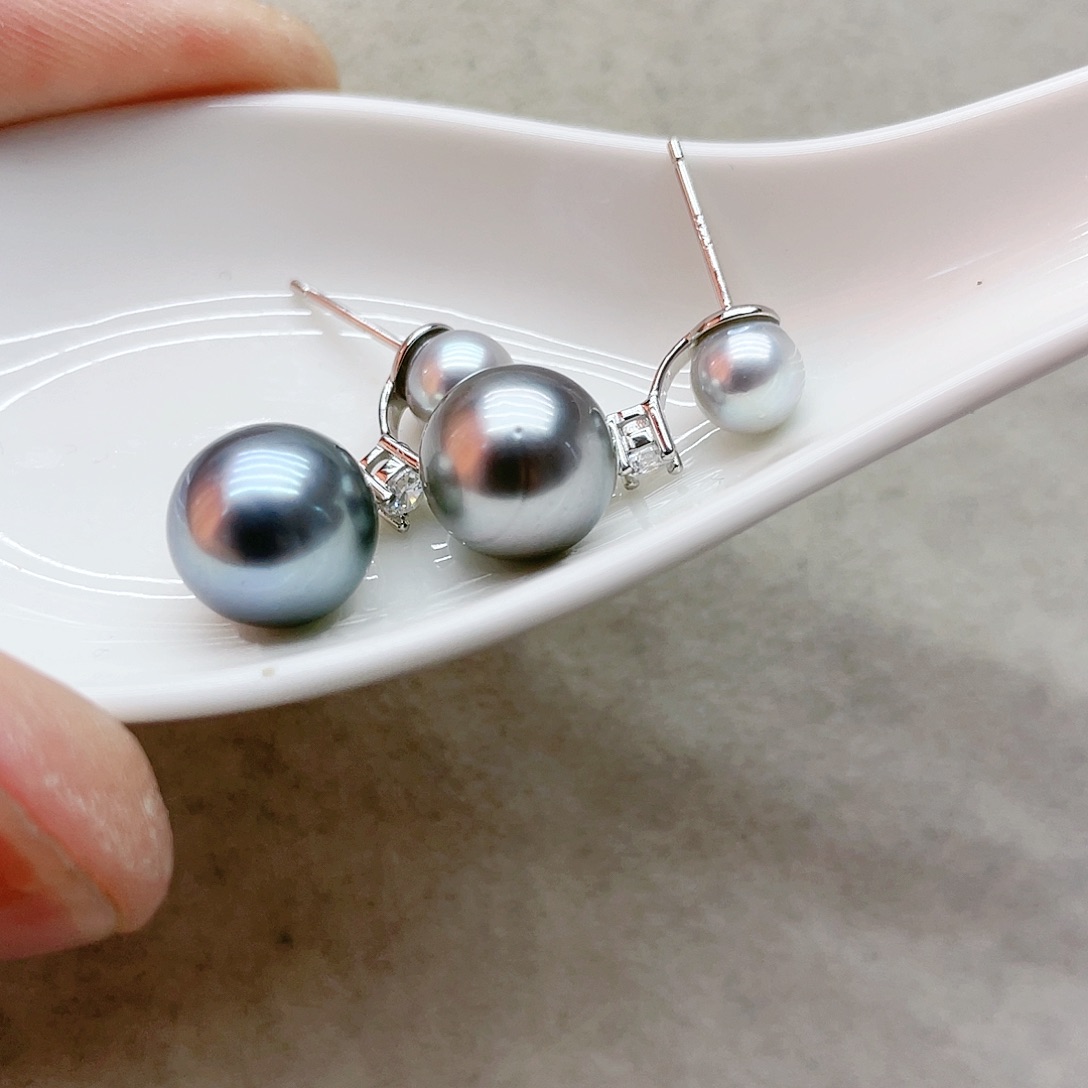 海水珍珠耳饰银S925镶嵌