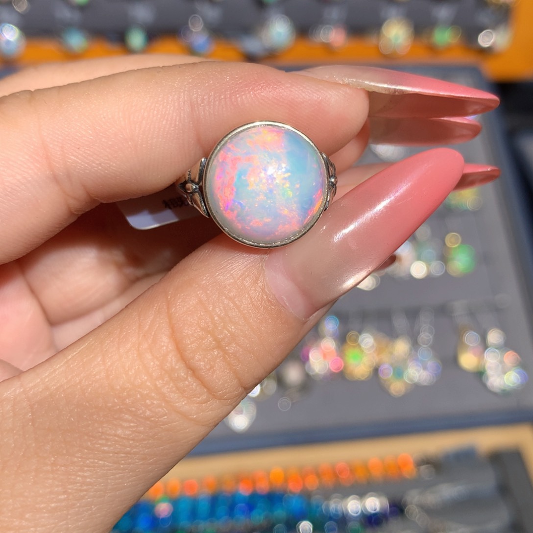 银S925镶嵌欧泊欧泊戒指l