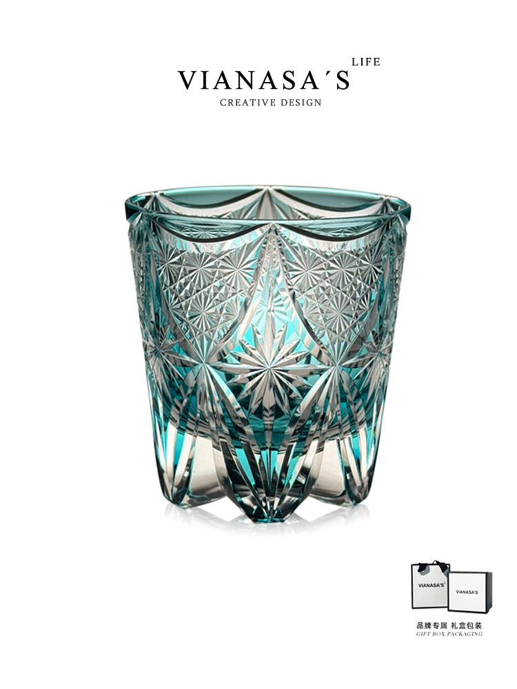 VIANASAS江户切子威士忌杯高档洋酒杯个性古典好看水晶杯礼盒装