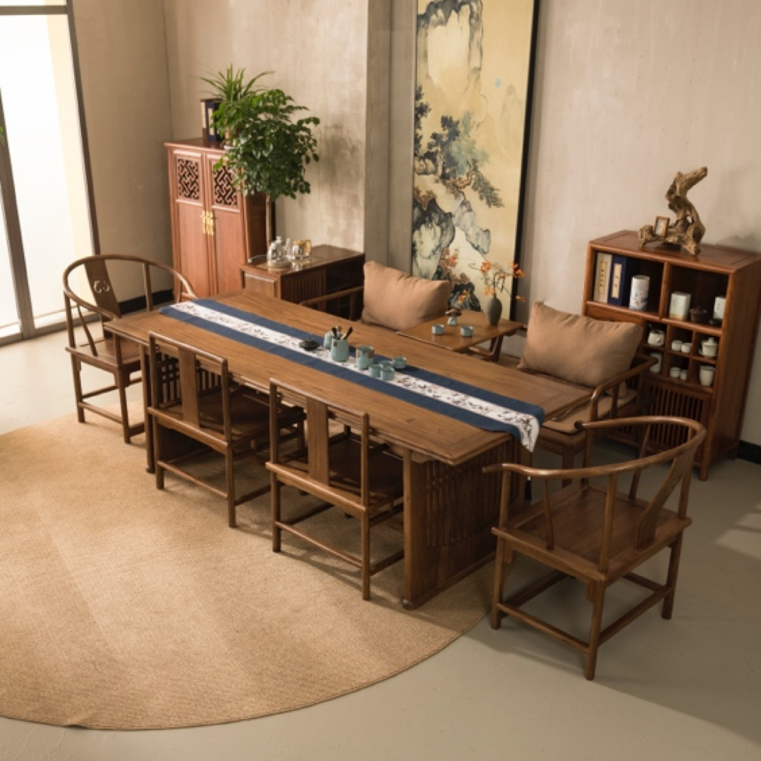 【茶空间】实木罗汉床沙发床茶桌书桌椅组合客厅罗汉塌