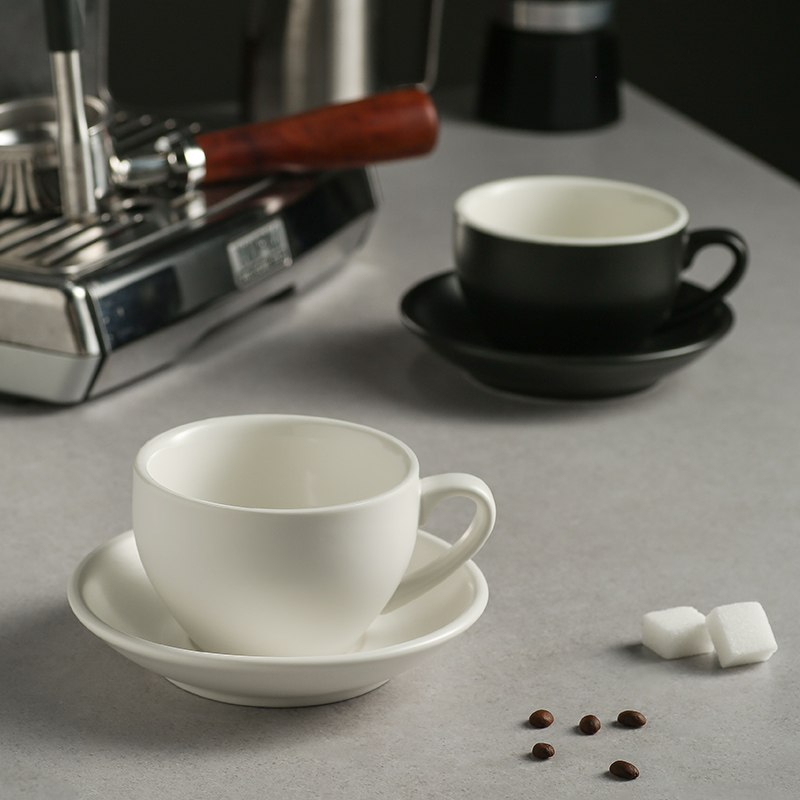 灿鑫咖啡杯陶瓷高颜值意式宽口杯子加厚专业拉花卡布奇诺拿铁杯碟