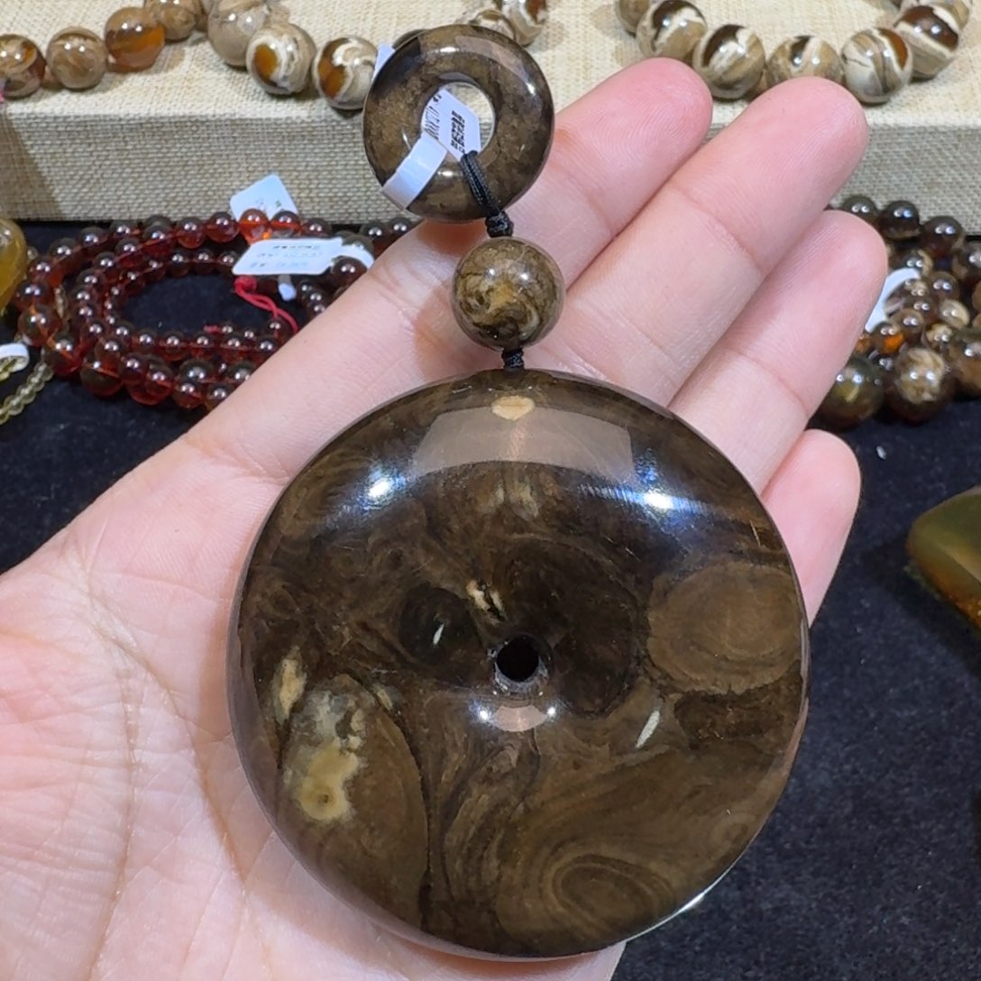 琥珀珠宝奇石未镶嵌油根平安扣