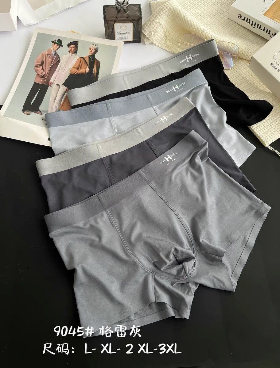 【No.9045口碑款男士内裤】舒服有质感格雷灰中腰男士四角内裤套装