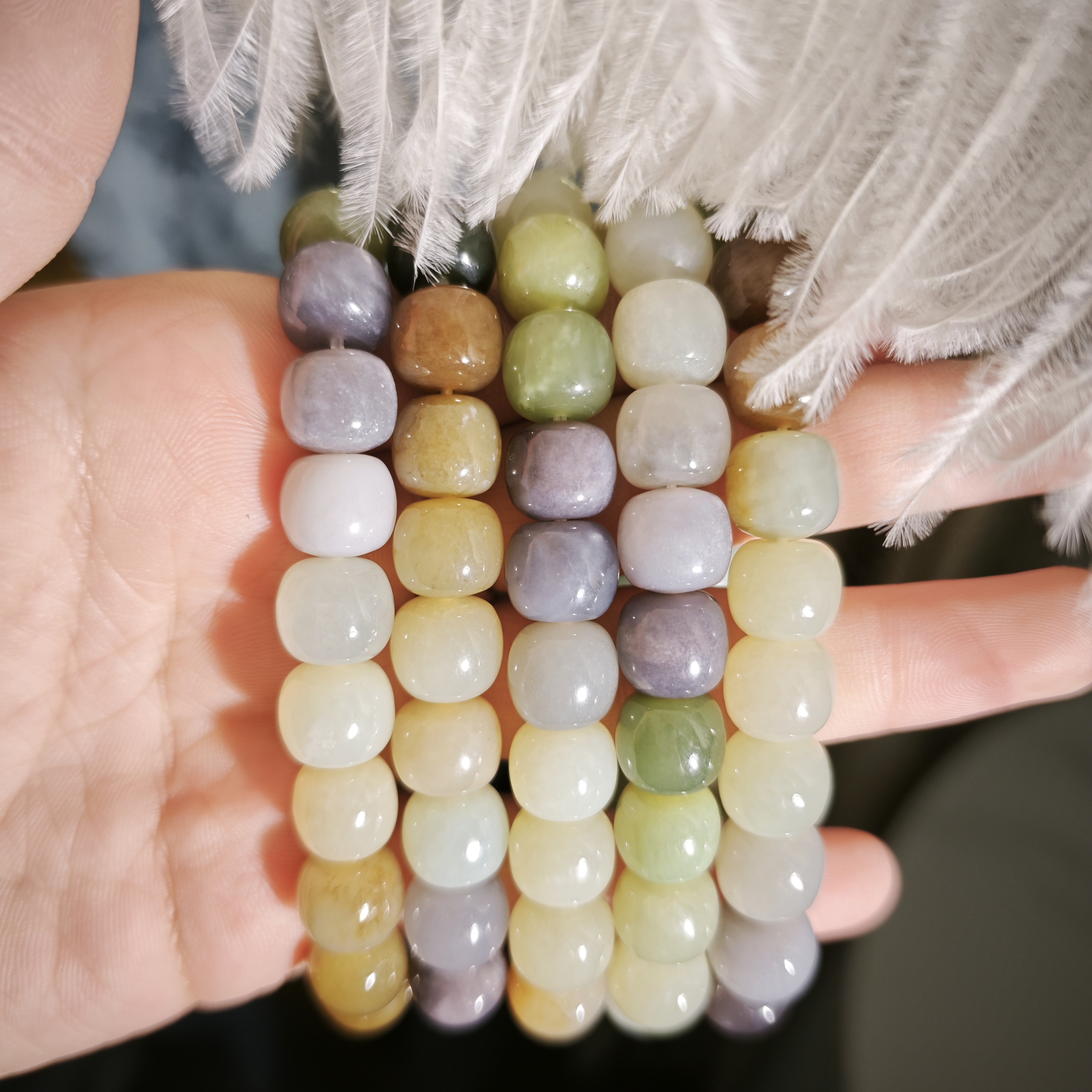 【遇见轻奢珠宝】-0175-天然和田玉单圈手链珠径10-11多样性发1