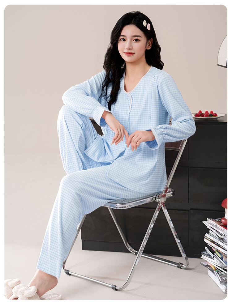 大码月子服秋冬款产后哺乳孕妇睡衣冬季加绒保暖产妇家居服9660
