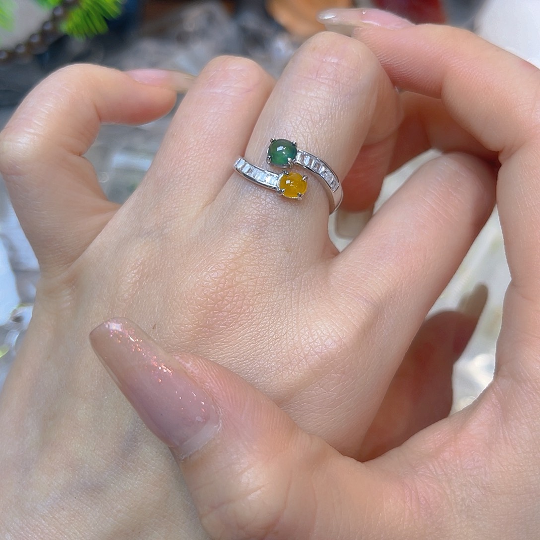 翡翠银S925镶嵌戒指