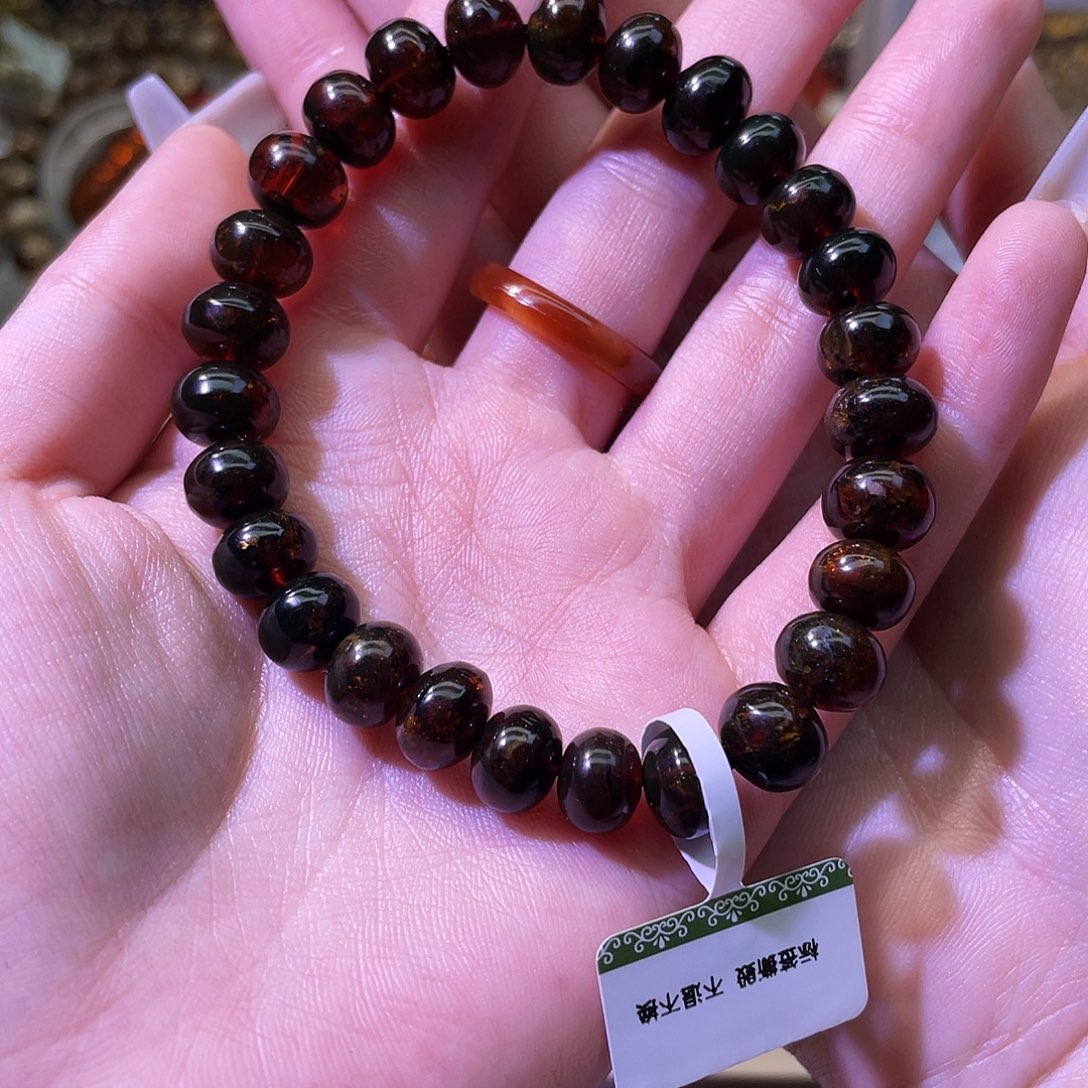 琥珀未镶嵌裸石抚顺琥珀9➕手串血翳