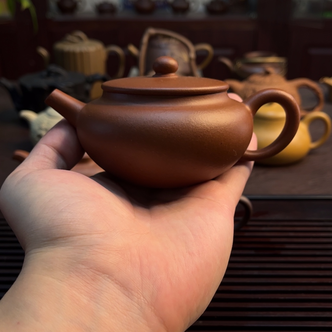 紫砂茶壶暮朱勤勇素影壶全手工