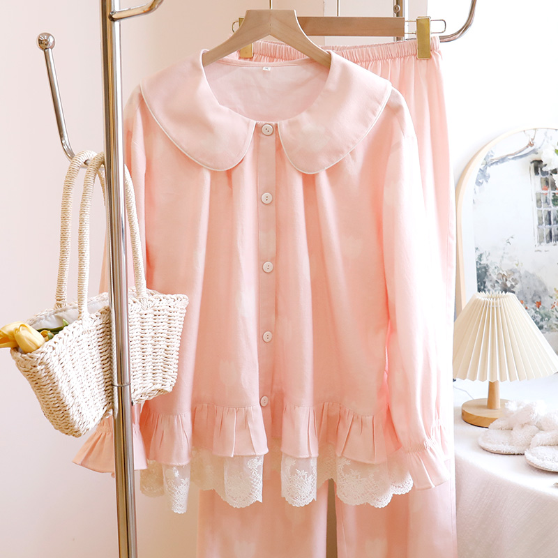 【5718郁金香】甜美新款磨毛春外穿公主家居服睡衣宽松长袖家居服